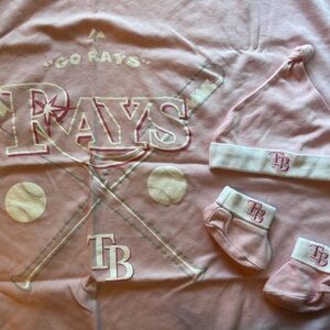 Tampa Bay Rays Newborn Pink Blanket, Hat and Footies